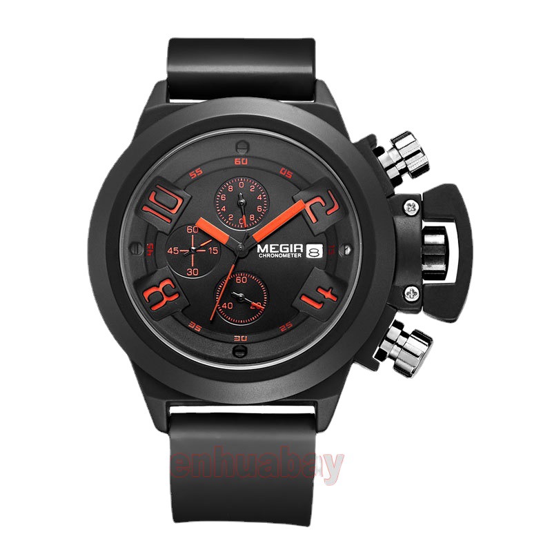 Men's Multifunctional Watch Sports Silicone Strap Waterproof Calendar Stone British Style_voghion.com