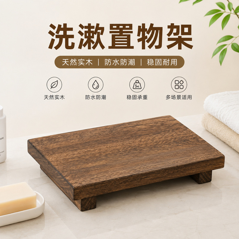 Wooden Bathroom Toiletries Organizer Rack Vintage Scented Candle Decorative Base Display Tray Storage Shelf Wooden Bathroom Toiletries Organizer Rack Vintage Scented Candle Decorative Base Display Tray Storage Shelf