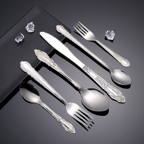 Factory Direct Supply Household Stainless Steel Spoons and Forks, Hotel Creative Swallowtail Steak Knife Fork Spoon Tableware Set