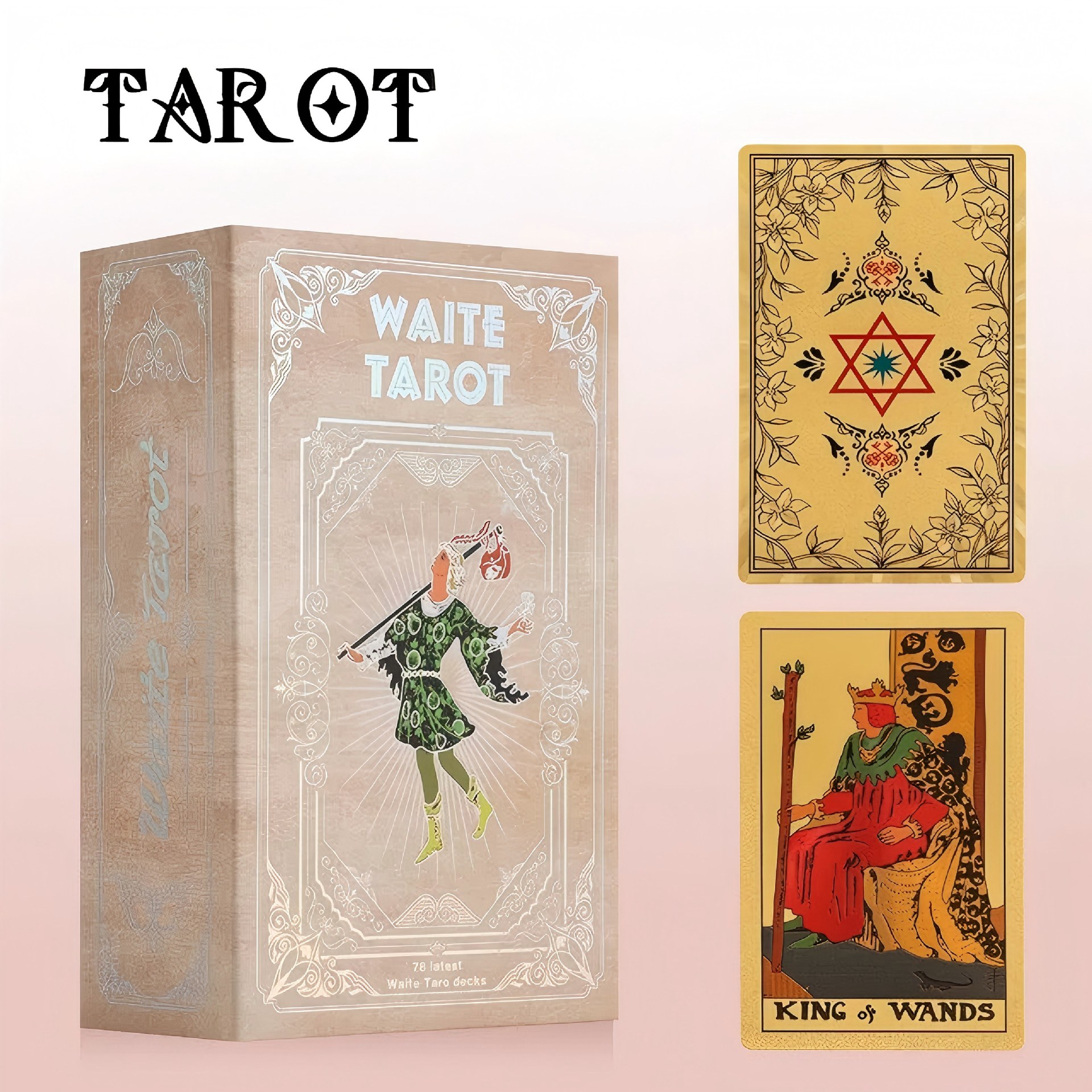 Retro Tarot Cards Gold Foil Waterproof Board Game For Parties_voghion.com