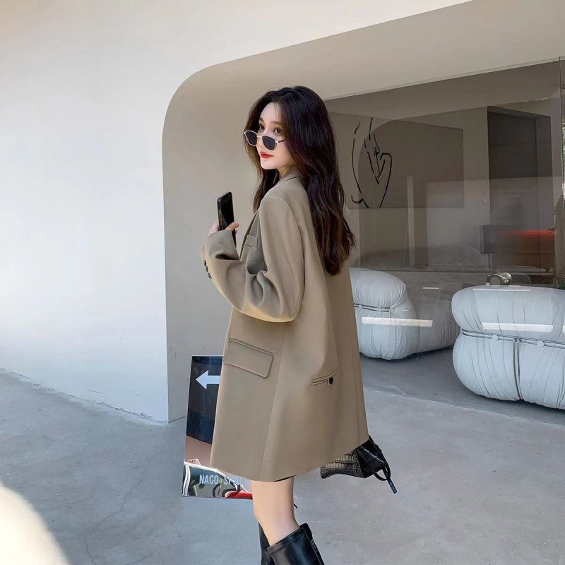 春秋新款小西装外套女小众设计感韩版后开叉休闲宽松西服|undefined