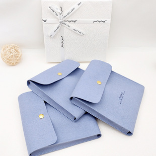 High Quality Microfiber Snap Button Jewelry Packaging Bag Printable Logo Optional Color Side Bottom Jewelry Storage Bag