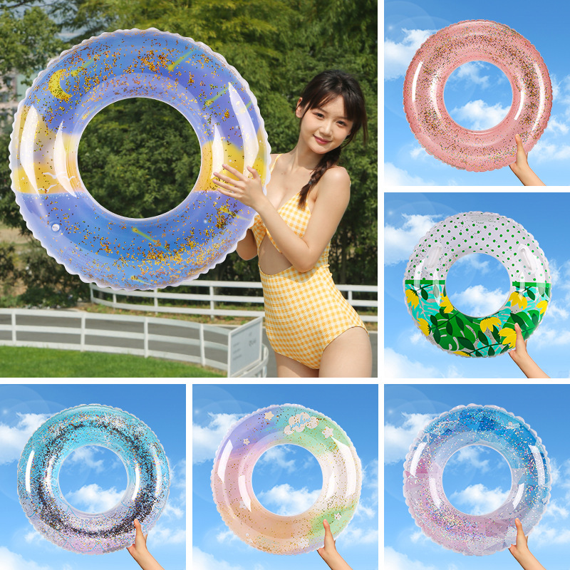 Baby swimming ring double-layer swimming ring kids inflatable crystal ring children's water toys armpit life vest wholesale