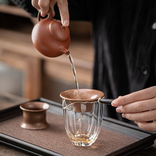 紫铜茶滤套组檀木柄茶漏茶叶过滤泡茶器中式复古功夫茶具茶道配件