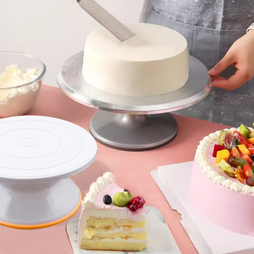 Polished stainless steel round cake decorating stand, plastic cake turntable, aluminum alloy cake turntable