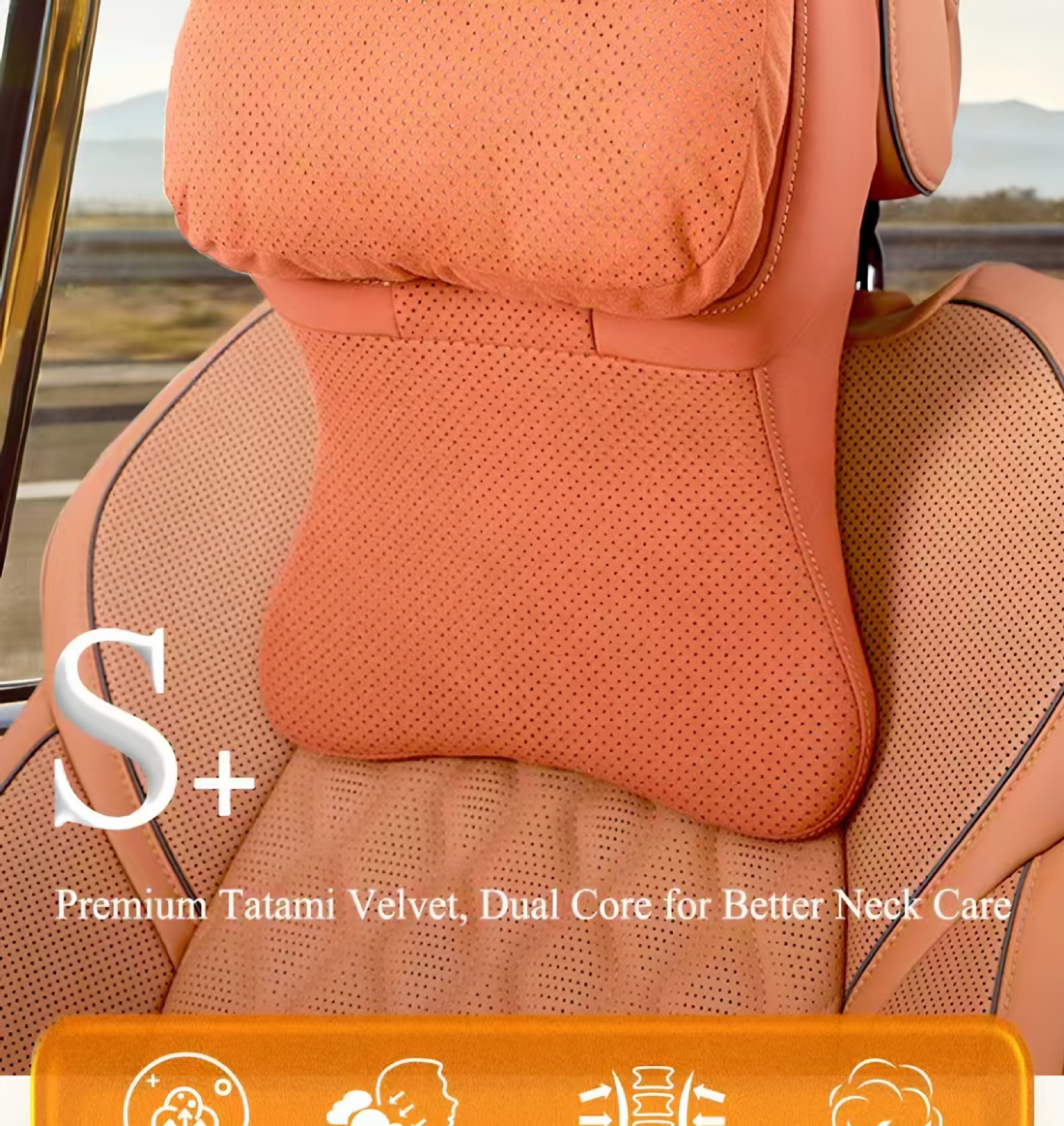 Cross-Border Tk Amazon Car Seat Cushion Breathable Car Neck Support New Headrest Pillow High-End Car Use Pillow