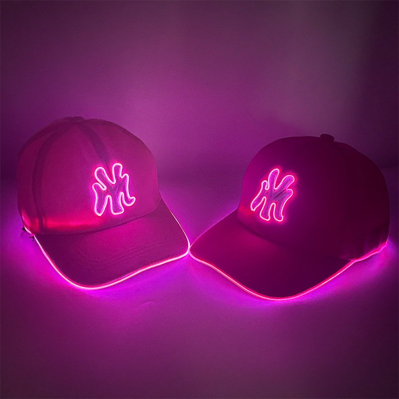 Nuevas letras bordadas LED luminoso MY sombrero de béisbol sombrero de ocio sombrero de sol deportivo al aire libre sombrero de moda luminoso