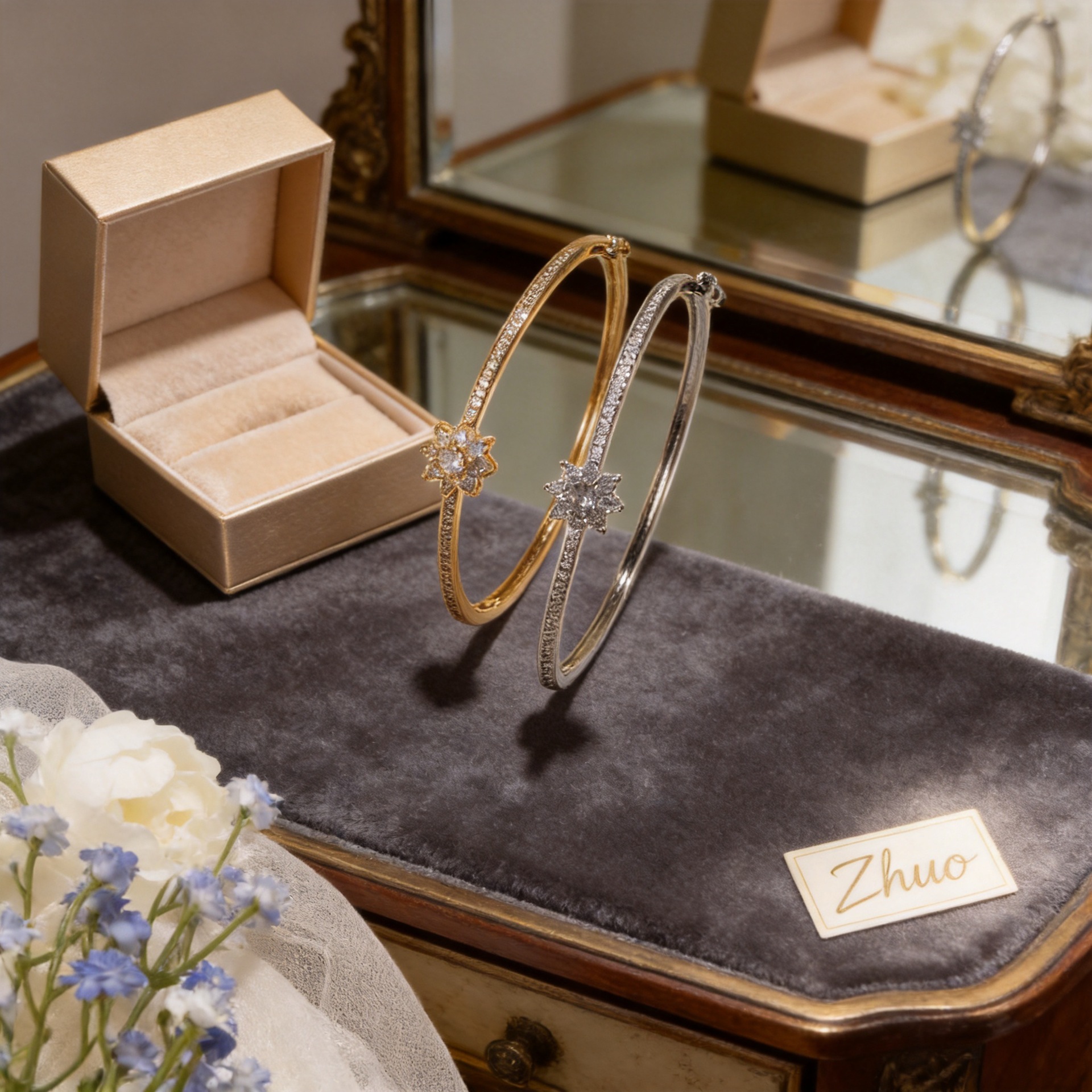 Brazaletes de bronce de zinc de plata transfronterizas joyas de moda 2024 nuevas joyas boutique populares brazaletes de oro y plata