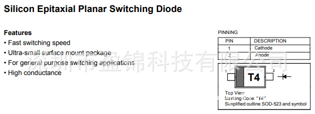 1N4148WT 肖特基二极管 100V 125mA SOT-523 现货库存 原装正品