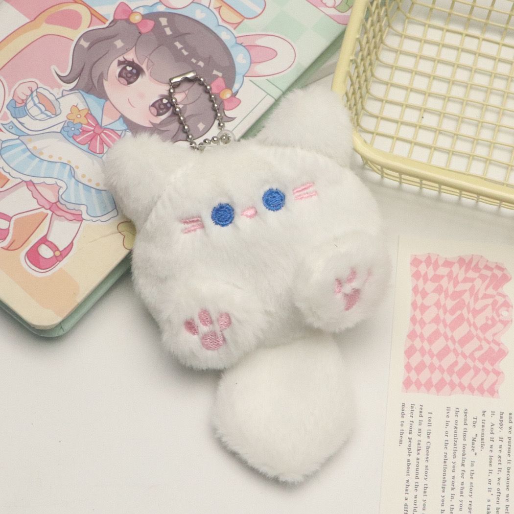 爆款可爱毛绒公仔挂件猫咪软夫夫长尾巴钥匙扣闺蜜包包挂饰配饰详情2