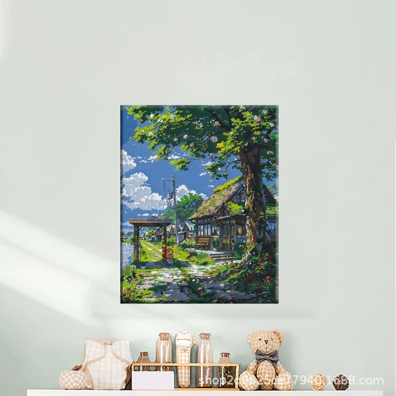 40*50 оптовая DIY дистанционная цифровая масляная живопись вручную заполненная акриловая горяче-стиль декоративный пейзаж цветочное заполнение декоративная живопись