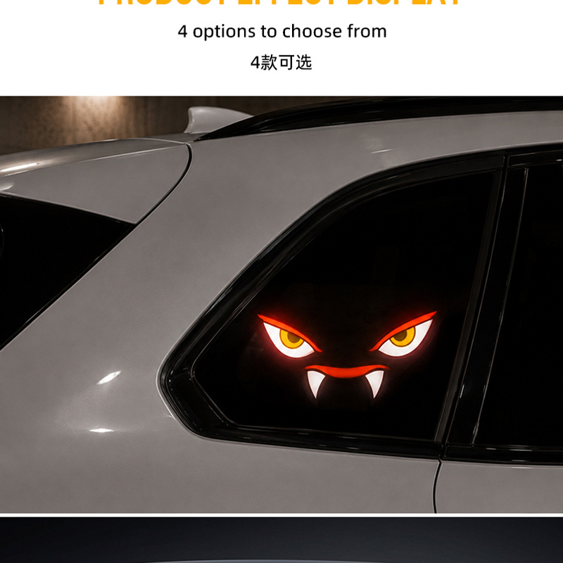 Cross-border solar-powered dynamic devil eye LED warning light for cars, trucks, and vans