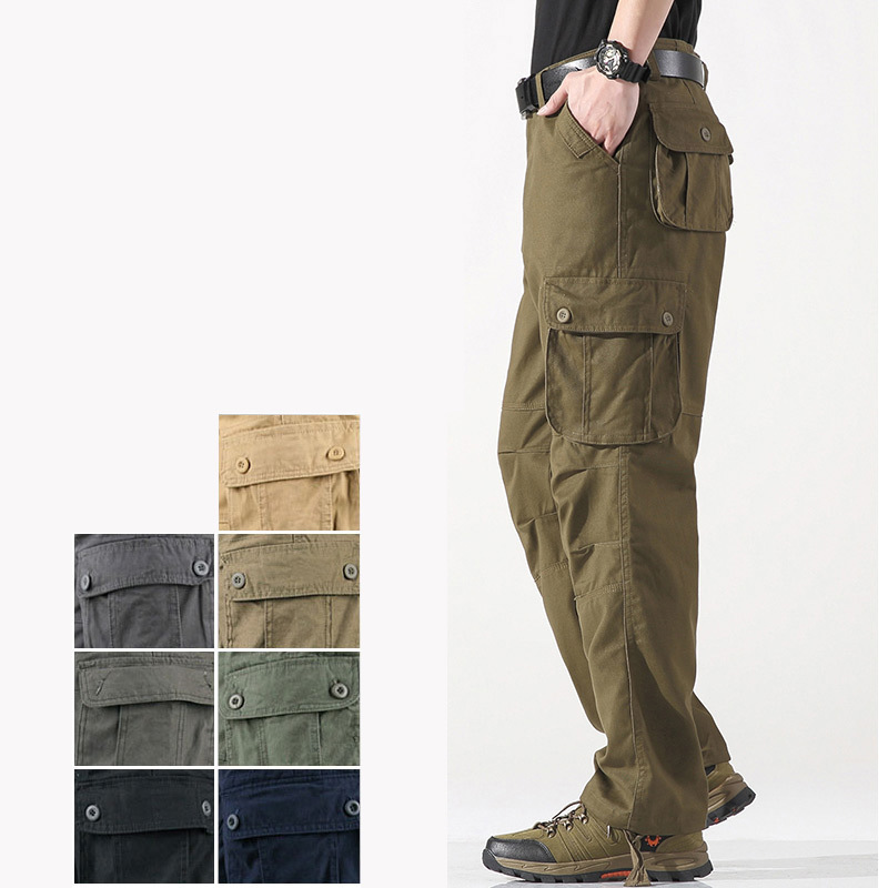 Cross-border E-commerce Overalls Men's Outdoor Casual Pants plus size Straight-leg Sports Pants Multi-pocket Loose Work Pants