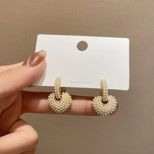 韩国名媛风时尚设计感巴洛克珍珠爱心耳环气质优雅一款两戴耳钉女