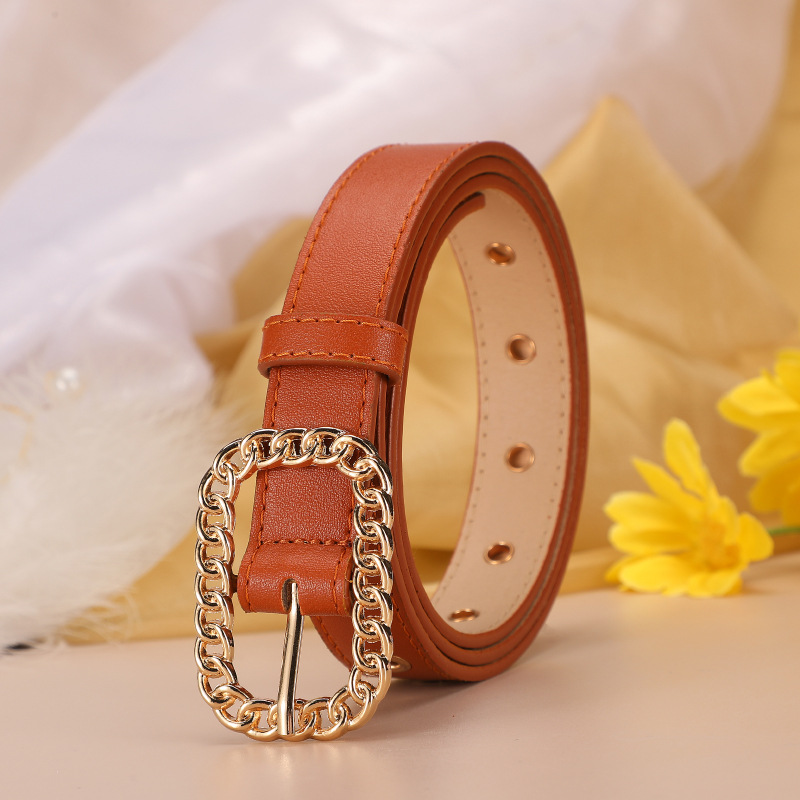 Mode riem retro goud vierkant gesp voor dames stijlvolle riem_voghion.com