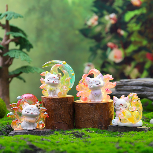 Creative mythical beast, ancient style, national trend, new style, Tushan nine-tailed fox, third style, fashionable play, office desk decoration, decoration, gift