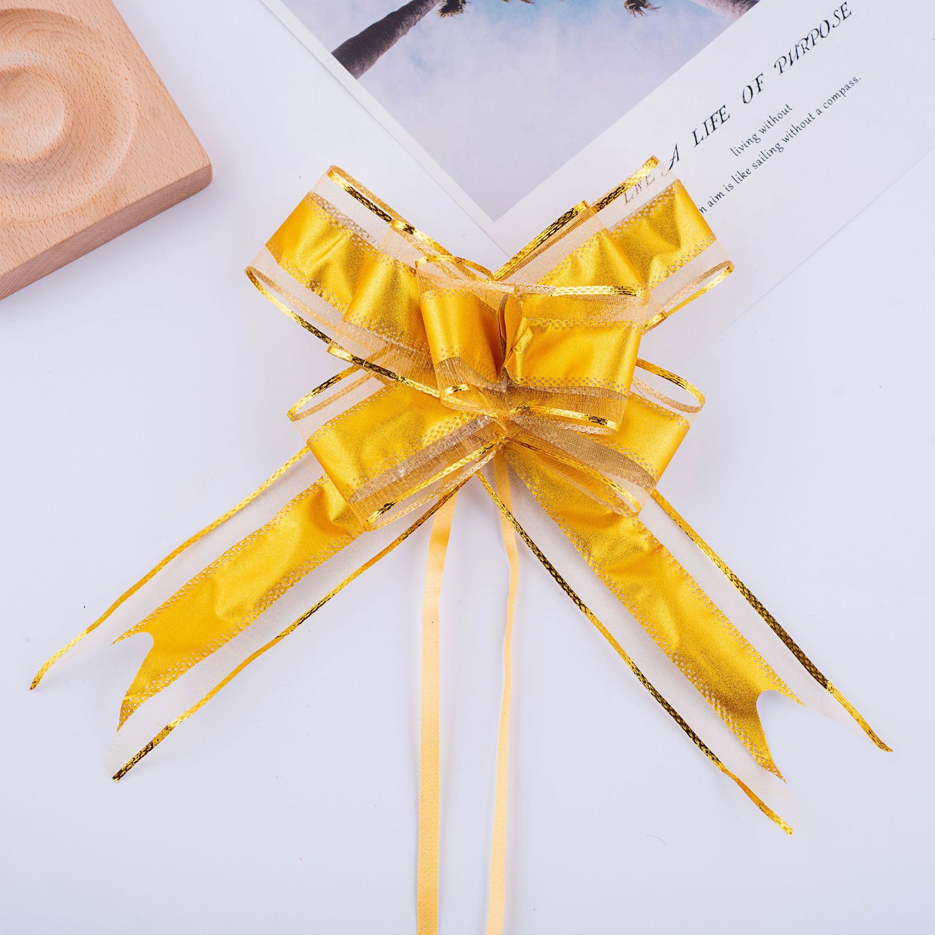 Nuevo grande 50 brillo nieve hilo arco mano-Tirado flor boda coche decoración Navidad fiesta decoración cinta