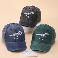 3-8歲刺繡恐龍化石兒童帽子女 鴨舌帽男童棒球帽遮陽防曬太陽帽