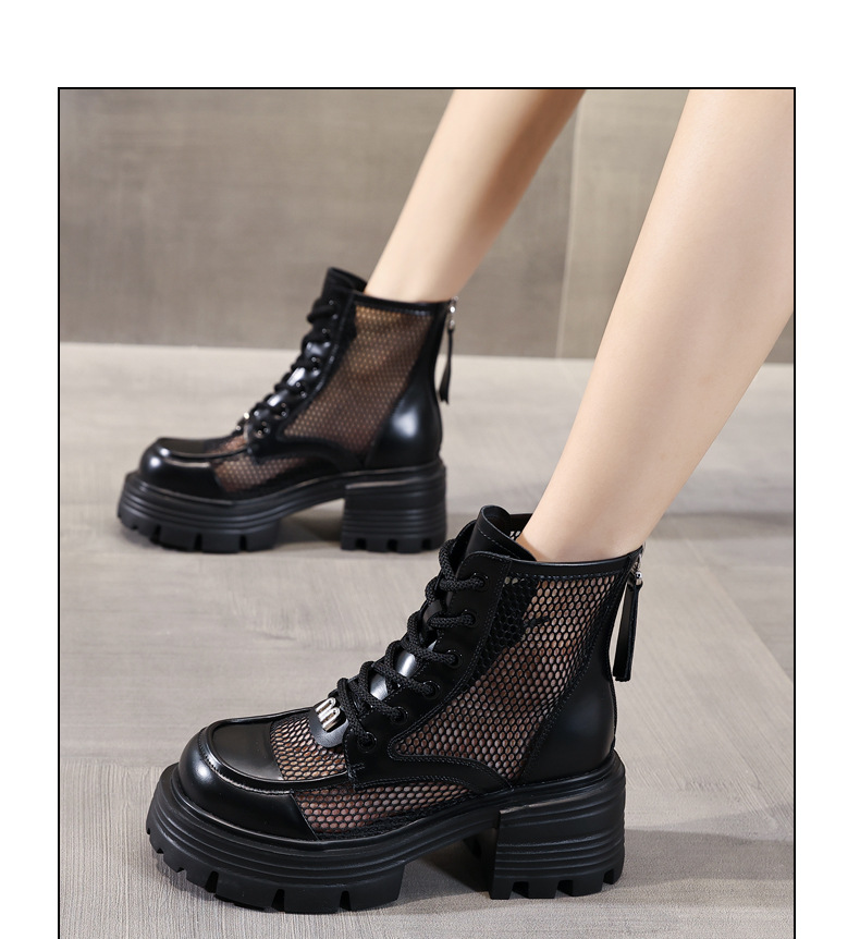 Boot martin nữ đục lỗ đế dày gót thô ML5988-1 — Màu be, Màu đen chi tiết 9