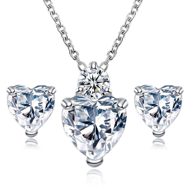 1 Set Simple Style Heart Shape Alloy Inlay Zircon Women's Jewelry Set display picture 2