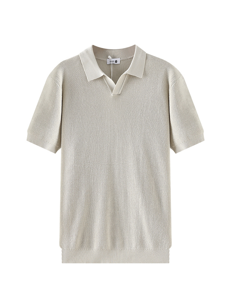 Cross-border hombre hielo polo americano cuello gaviota alto sentido de negocios casual camiseta de punto de manga corta camiseta superior hombre image 5
