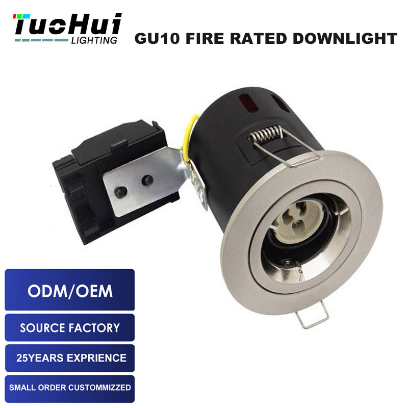 British GU10 die-cast aluminum double-round fireproof downlight conforms to UKCA BS476 90-minute fireproof factory heat dissipation