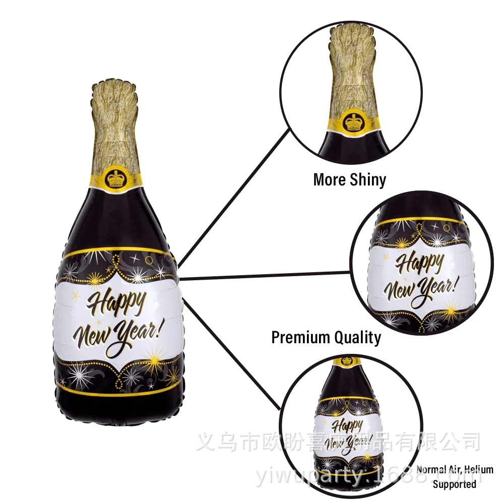 2023 Año Nuevo globo de aluminio decoración del partido fresco negro plata copa de vino globo traje bar decoración suministros traje