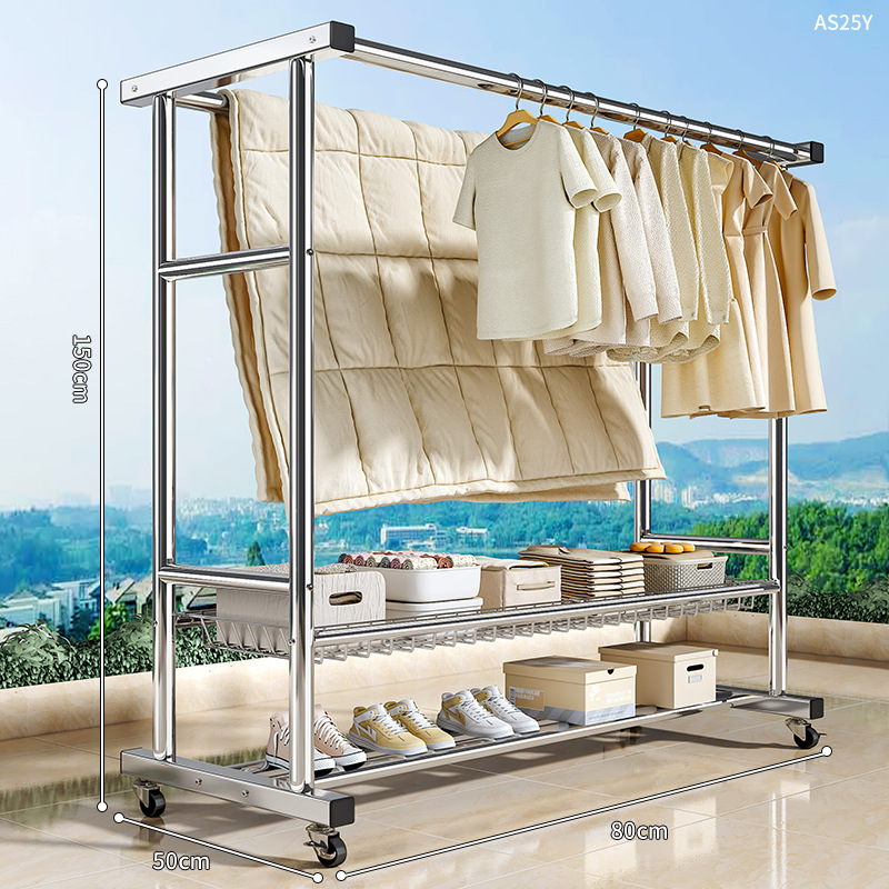 [더블폴 - 업그레이드된 더블 레이어 스크린 프레임 80cm] 두꺼운 스테인레스 스틸 - 프리 메탈 휠