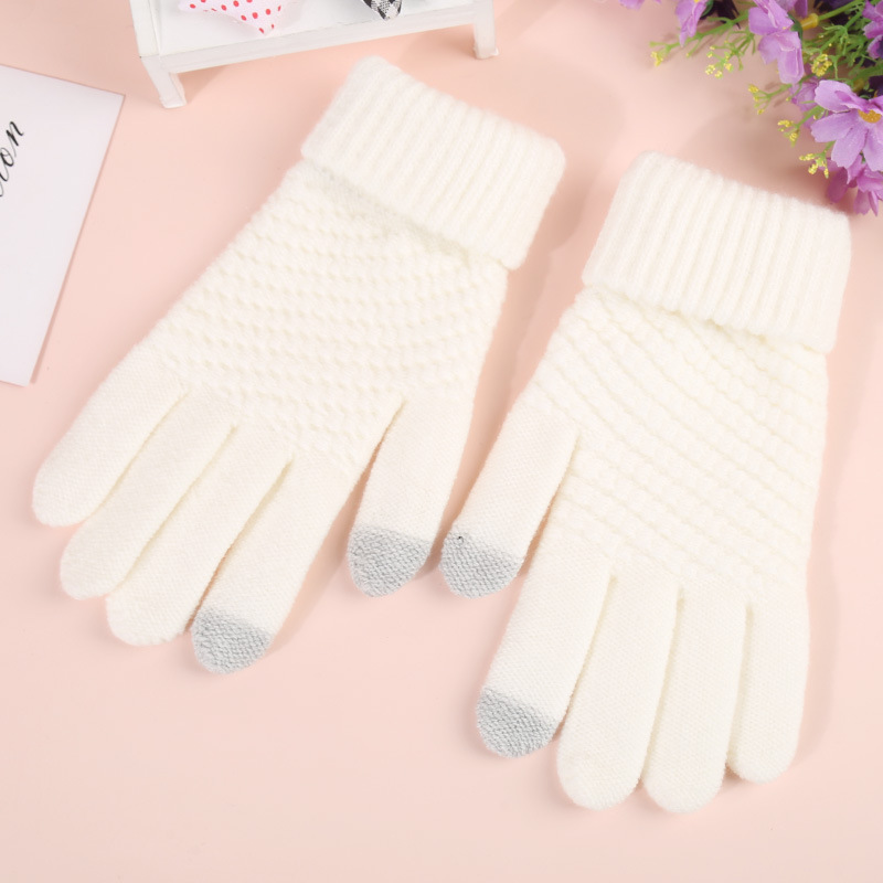 Guantes de pantalla táctil de Cachemira para mujeres otoño e invierno cálido a prueba de frío forro de lana engrosada nuevo sub-Dedo de punto Ciclismo Hombres al por mayor