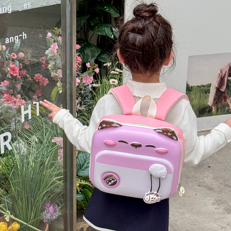 2025 nuevo estilo mochila para niños dibujos animados lindo gatito niños y niñas mochila ligera cáscara de huevo escuela primaria mochila escolar marea