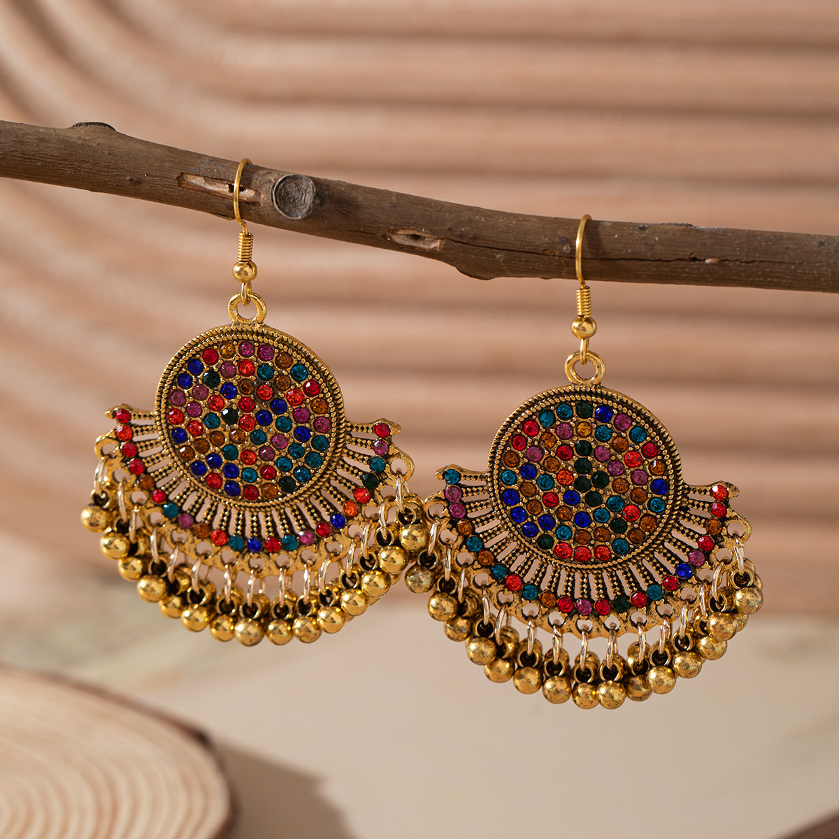 29g Weight Alloy Ear Needle Material Rhinestones Inlay Material Drop Earrings Classification 1 Pair Quantity Holiday, Travel, Daily Occasion Alloy Material Bell Pattern Women's Gender Plating Design Retro, Lady Style 1 Pair Retro Lady Bell Plating Alloy Rhinestones Drop Earrings 4