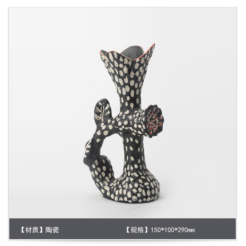 中世スタイルのセラミックフラワー花瓶装飾アートB&Bモデルルームゲストテーブルハイエンドフラワーアレンジメント装飾|undefined