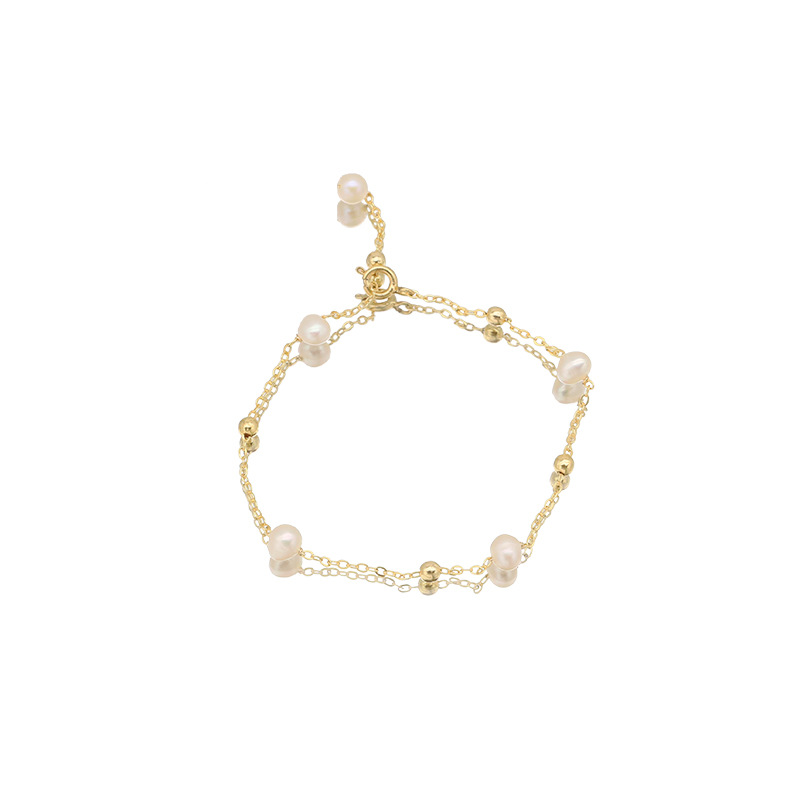 Brazalete de perlas de agua dulce natural con un conjunto de estrellas de diseño minimalista, brazalete de nicho de oro real de 18 quilates, joyas de brazalete chapadas