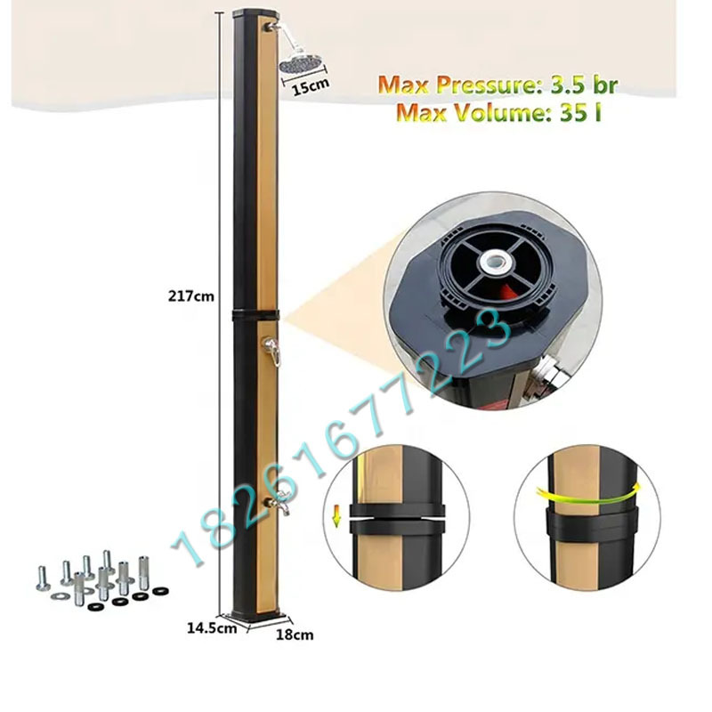 35L columna de ducha solar al aire libre precio de fábrica sin panel solar verde productos de protección ambiental