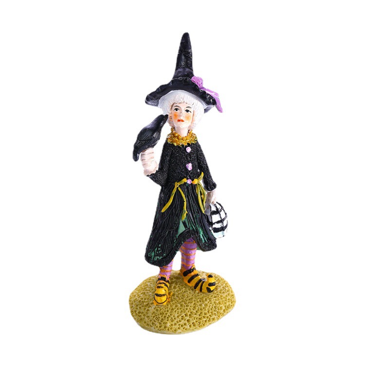 越境新品ハロウィーンプレゼント魔女人形樹脂置物屋外創意庭園園林公仔装飾品|undefined