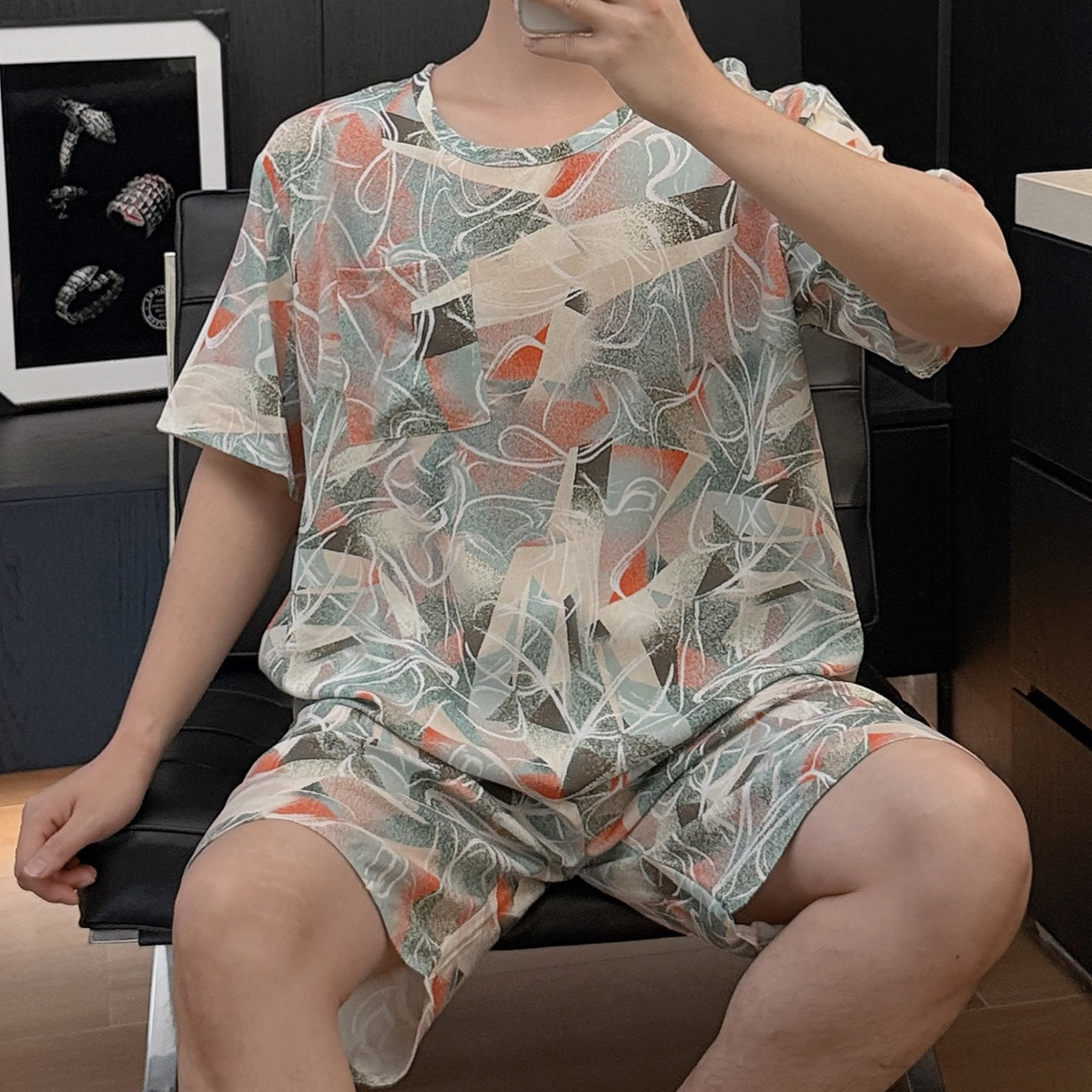 YY2328 짧은 녹색과 빨간색 낙서