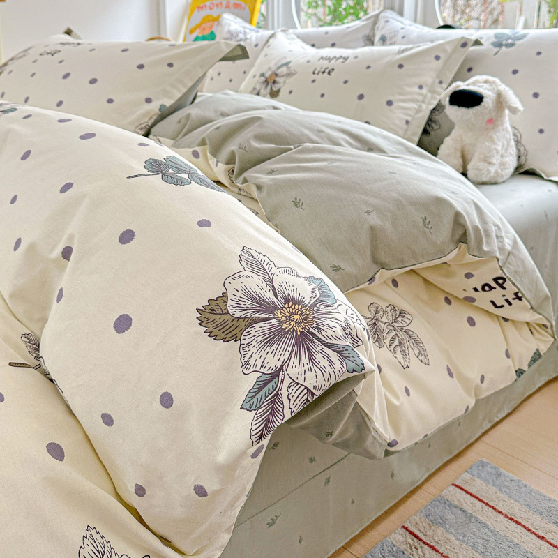ins caricatura para niños algodón cama de cuatro piezas set 100 sábanas de flor de algodón sábanas