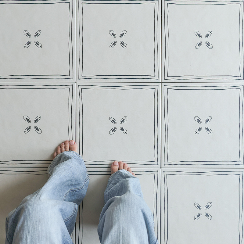 法式奶油风300X300黑白花砖 复古民宿卫生间阳台玄关厨房餐厅地砖