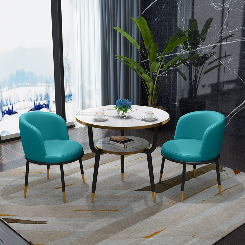 Fábrica directa de lujo ligero de recepción mesa y silla combinación de mesa de comedor de pequeño tipo de casa ocio leche tienda de té Negociación de café