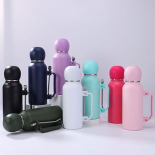 Casual Portable 304 Stainless Steel Insulated Cup with Spoon Large Capacity with Handle Outdoor Mountaineering Sports Water Bottle