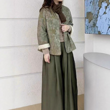 二色 新中式轻软暖轻盈夹棉真丝老缎外套秋冬简约大气保暖棉衣67