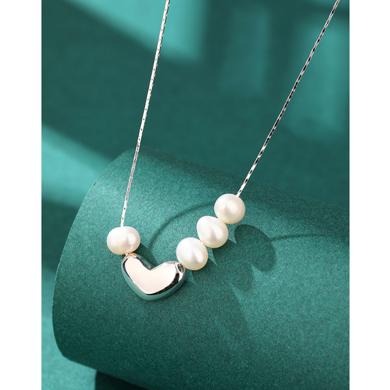 925 plata esterlina amor collar de perlas de agua dulce mujer verano lujo ligero nicho exquisito inns sensación de alto nivel cadena de collar cadena clavícula