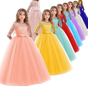 2024 hot sale children's dress long sleeve wedding flower Girl dress Ebay hot sale European and American princess dress Girl dress