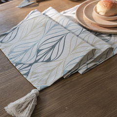 Imanqi Yun Table Banner Floral Retro Floral Fringe Single Layer Banner Table Banner Long Strip Direct Supply from Factory