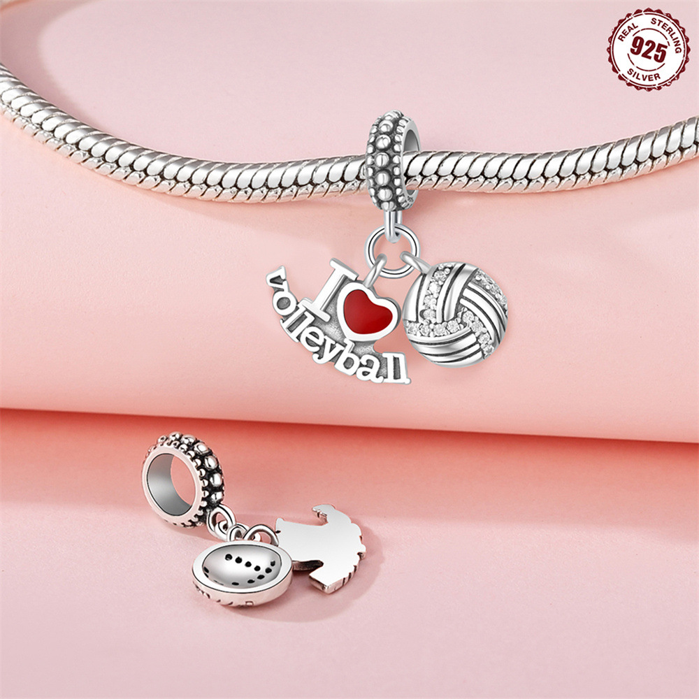1 Piece 925 Sterling Silver Heart Shape Basketball Anchor Pendant display picture 35