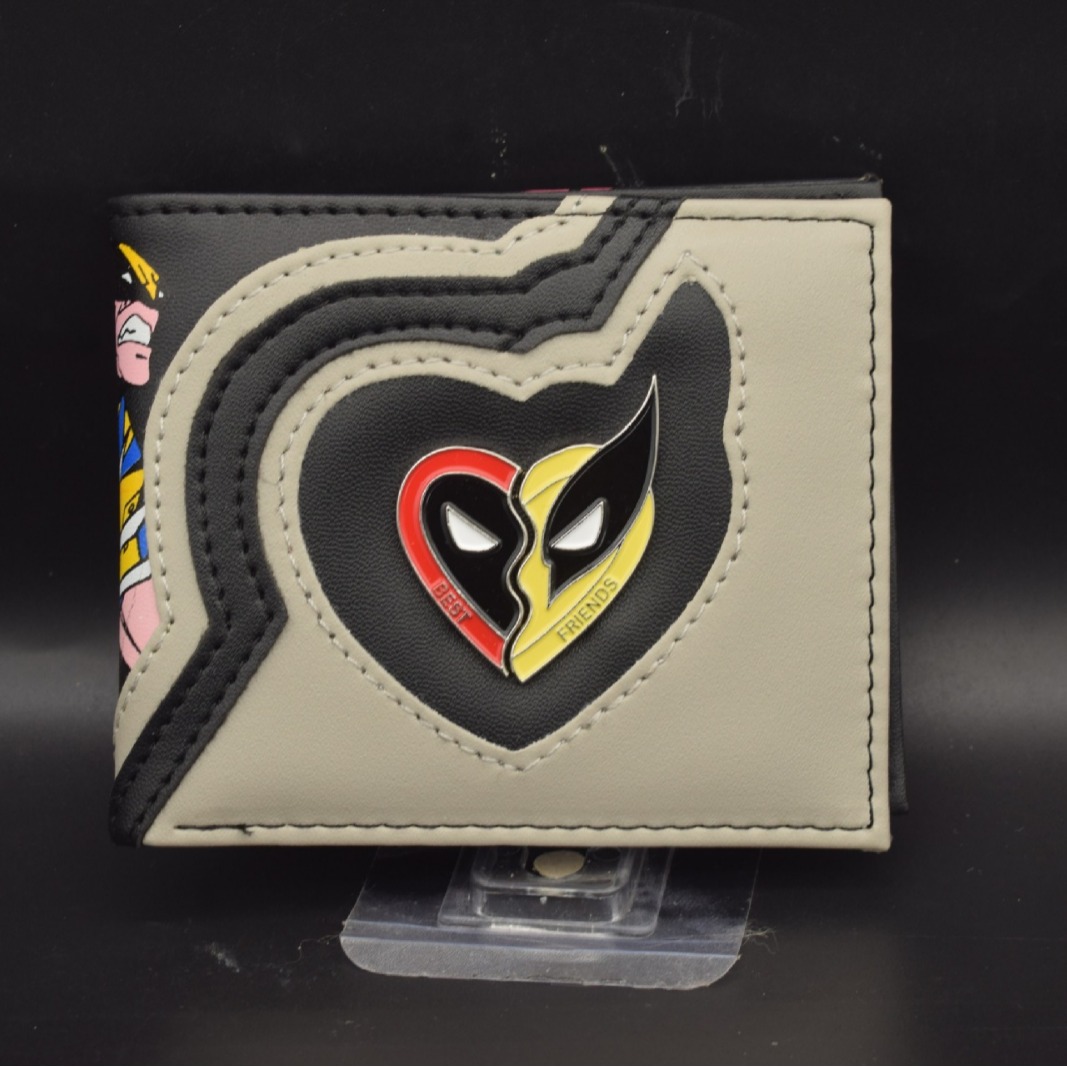 Superhéroes Deadpool Wolverine bolso de metal logo corto bolso de hombres y mujeres bolso de cambio de los Vengadores