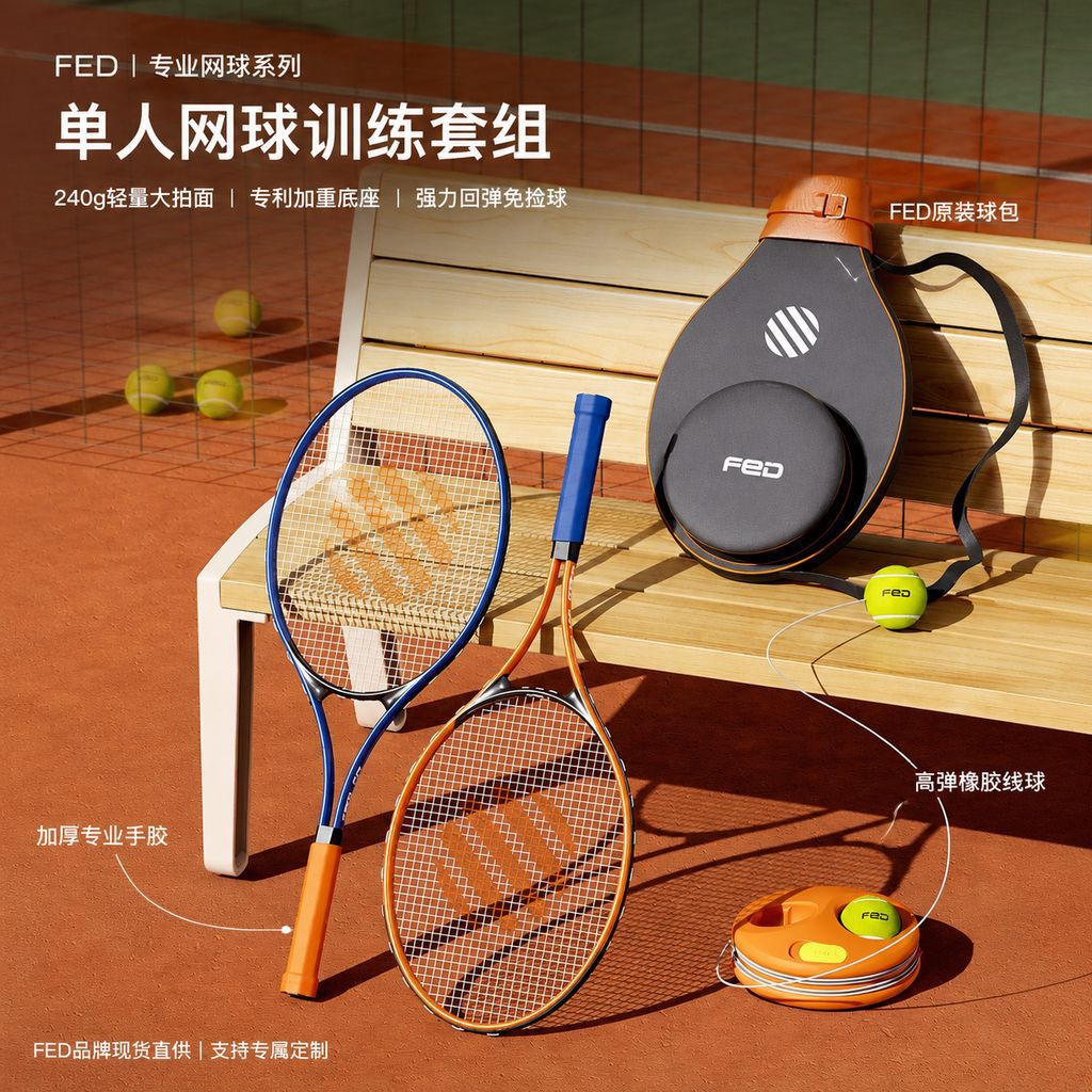 Feltton aluminum alloy tennis racket, designed for female beginners, single-player use, casual play, with string, and a tennis rebound training set
