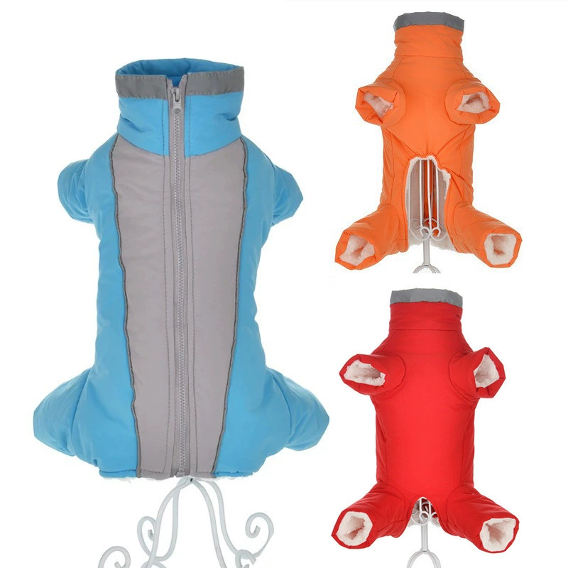 Amazon Новая Одежда для собак Светоотражающая Водонепроницаемая теплая четыре ноги Утолщенная фабрика одежды для маленьких и средних домашних животных