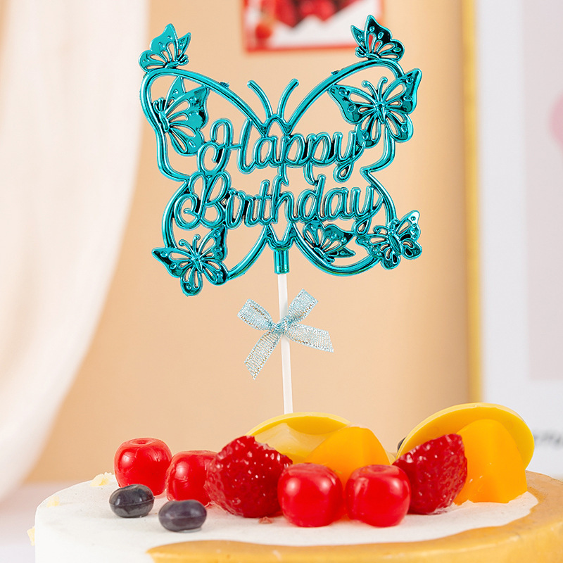 Nuevo transfronterizo mariposa tridimensional decoración de pastel de fiesta de postres decoración de pastel de fiesta