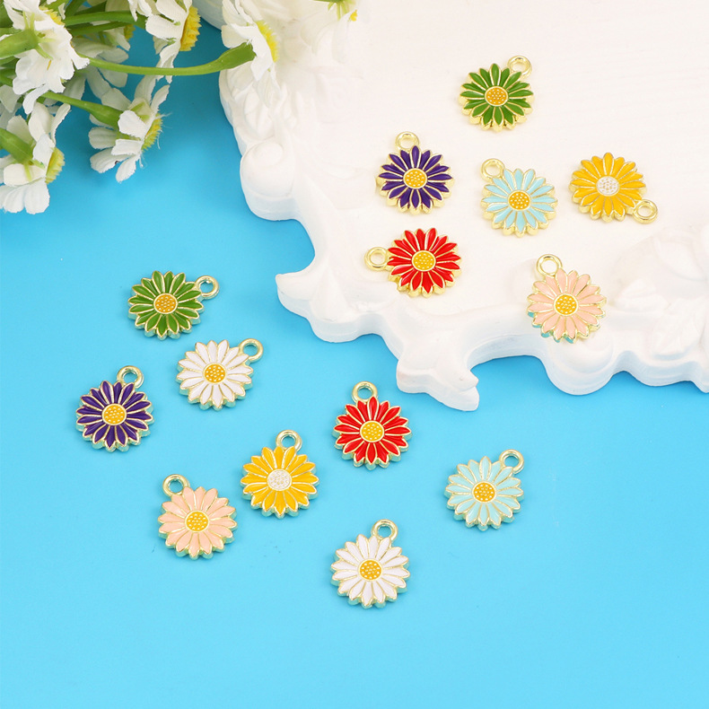 17 * 13mm Jewelry Making Size Charms Classification 1 Piece 17 * 13mm Hole 2~2.9mm Alloy Daisy Charms Pendant